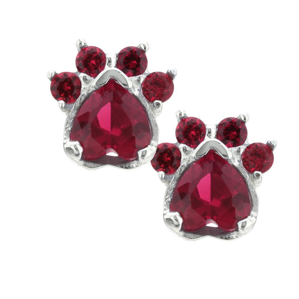 Paw Print Birthstone Earrings