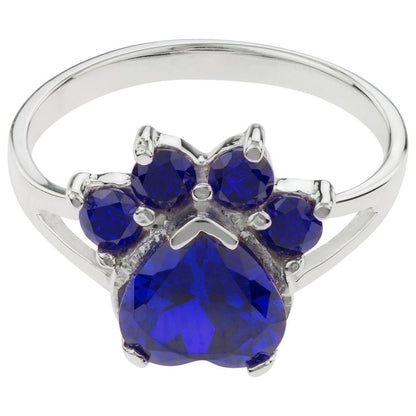 Paw Print Birthstone Sterling Ring