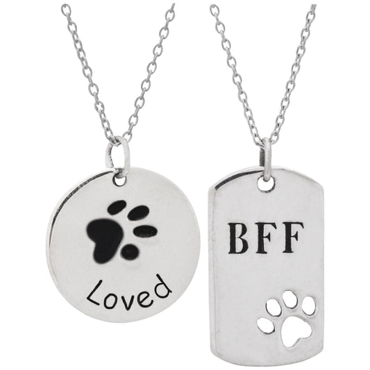 Paw Print Love Sterling Necklace