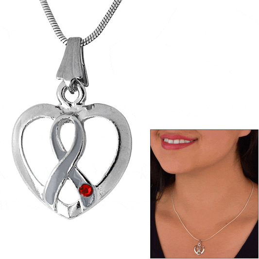 Promo - PROMO - Diabetes Ribbon & Heart Necklace