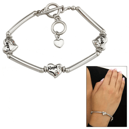 Promo - PROMO - Faith Hope Love Diabetes Awareness Heart Bracelet