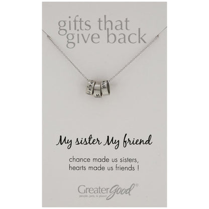 Sisters Friends Always Pewter Necklace