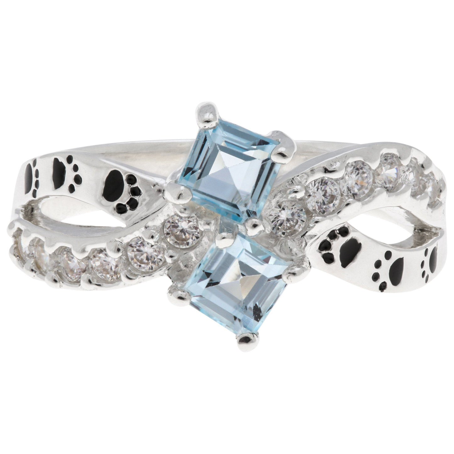 Sterling & Gemstone Paw Prints Ring