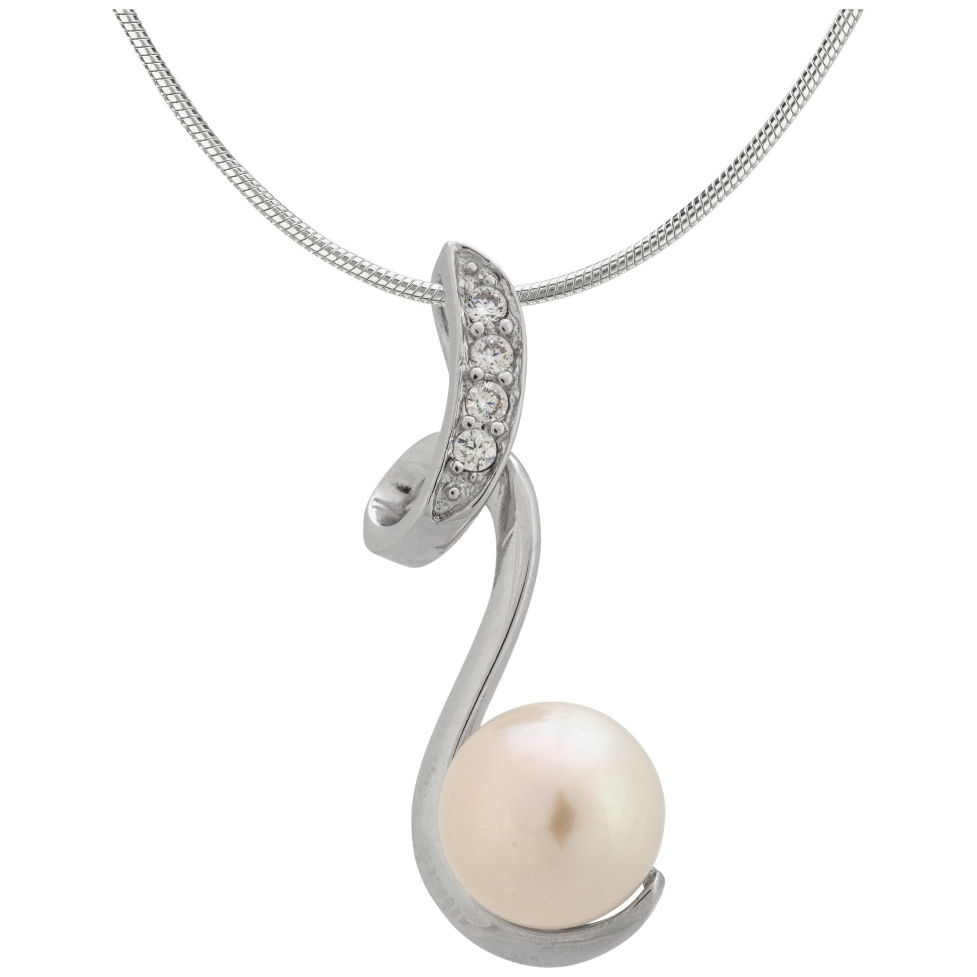 Sterling Swirl Pearl Necklace