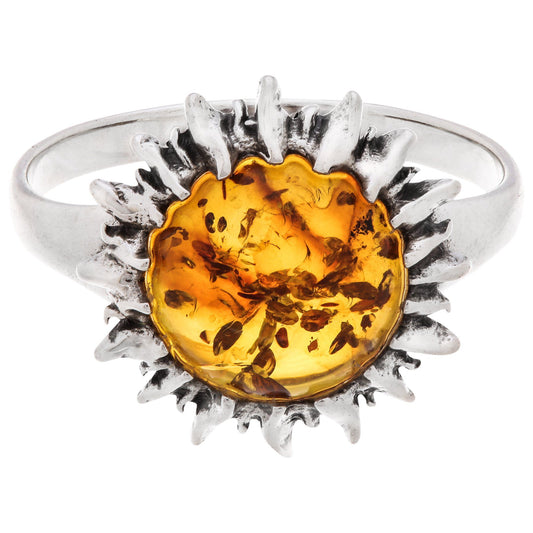 Sunshine Of Amber Sterling Ring