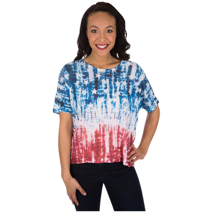 Tie Dye Patriotic Dolman Top