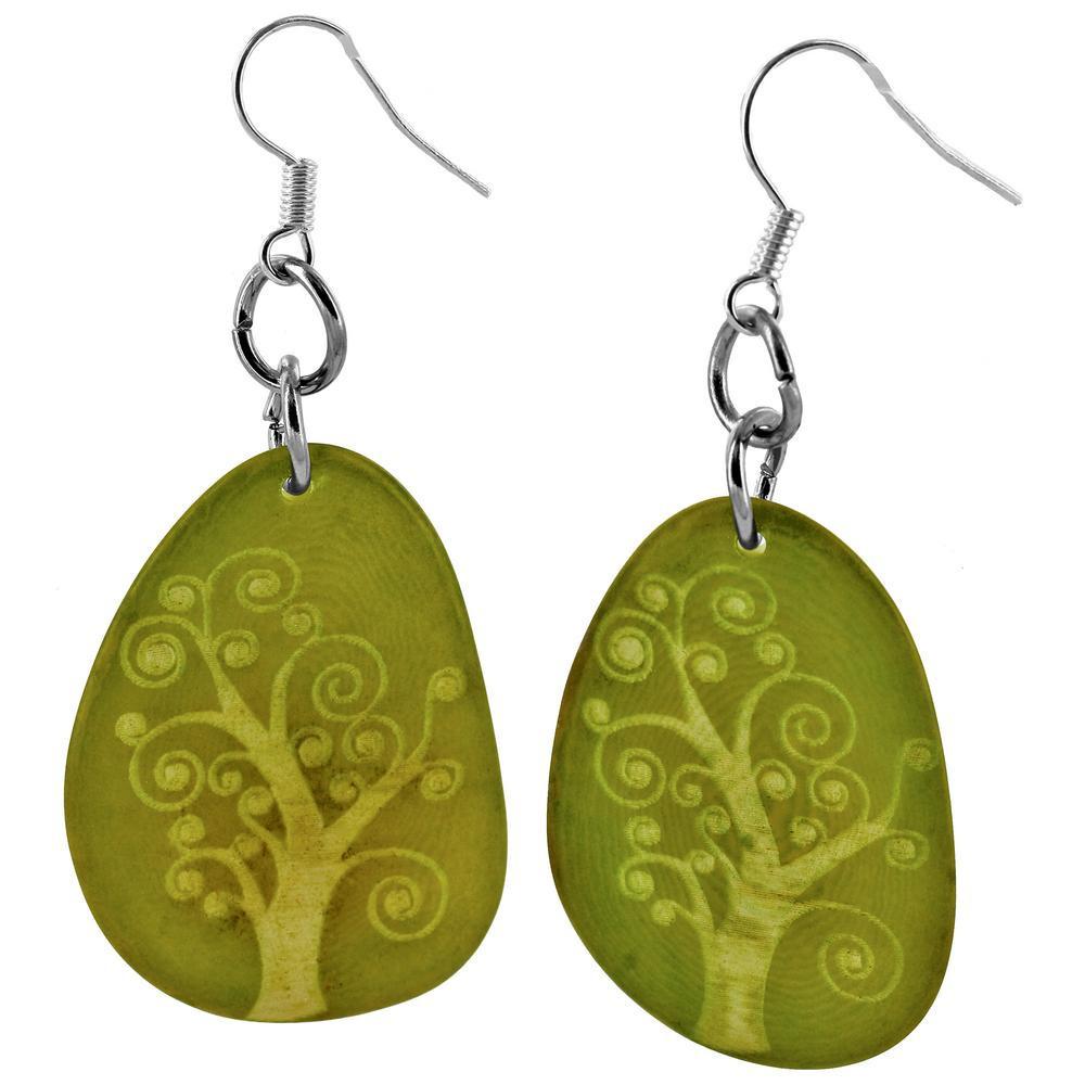 Tree Of Life Etched Tagua Earrings