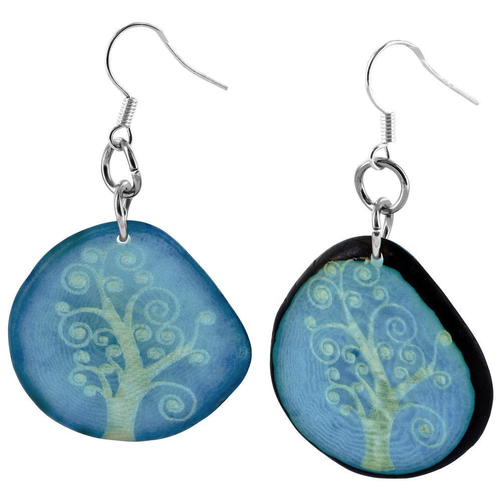 Tree Of Life Etched Tagua Earrings