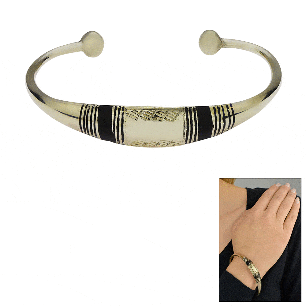 Tuareg Ebony & Coin Silver Cuff Bracelet