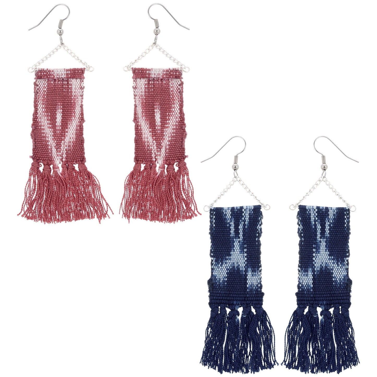 Woven Ikat Fringe Earrings