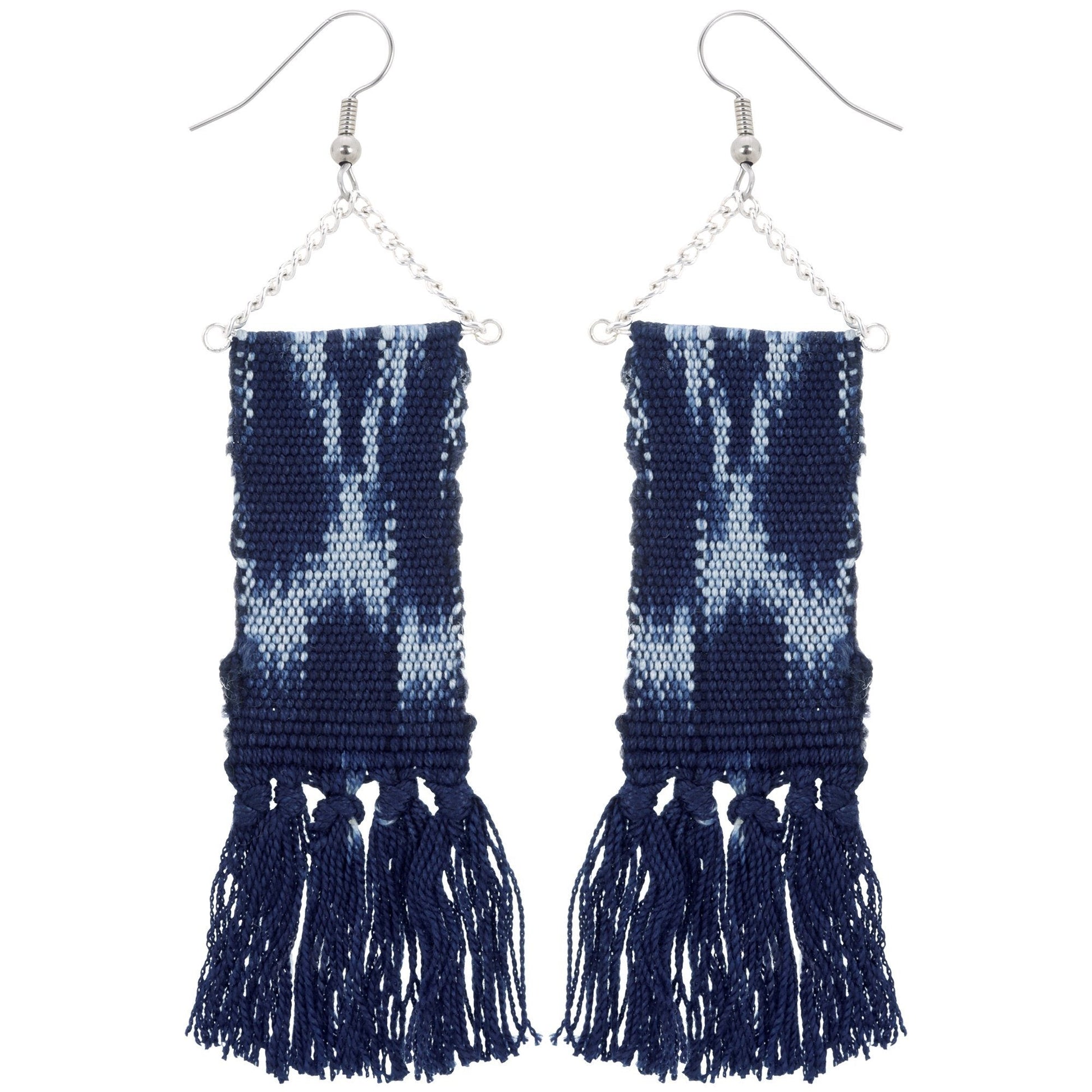 Woven Ikat Fringe Earrings