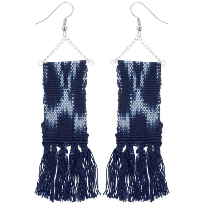 Woven Ikat Fringe Earrings