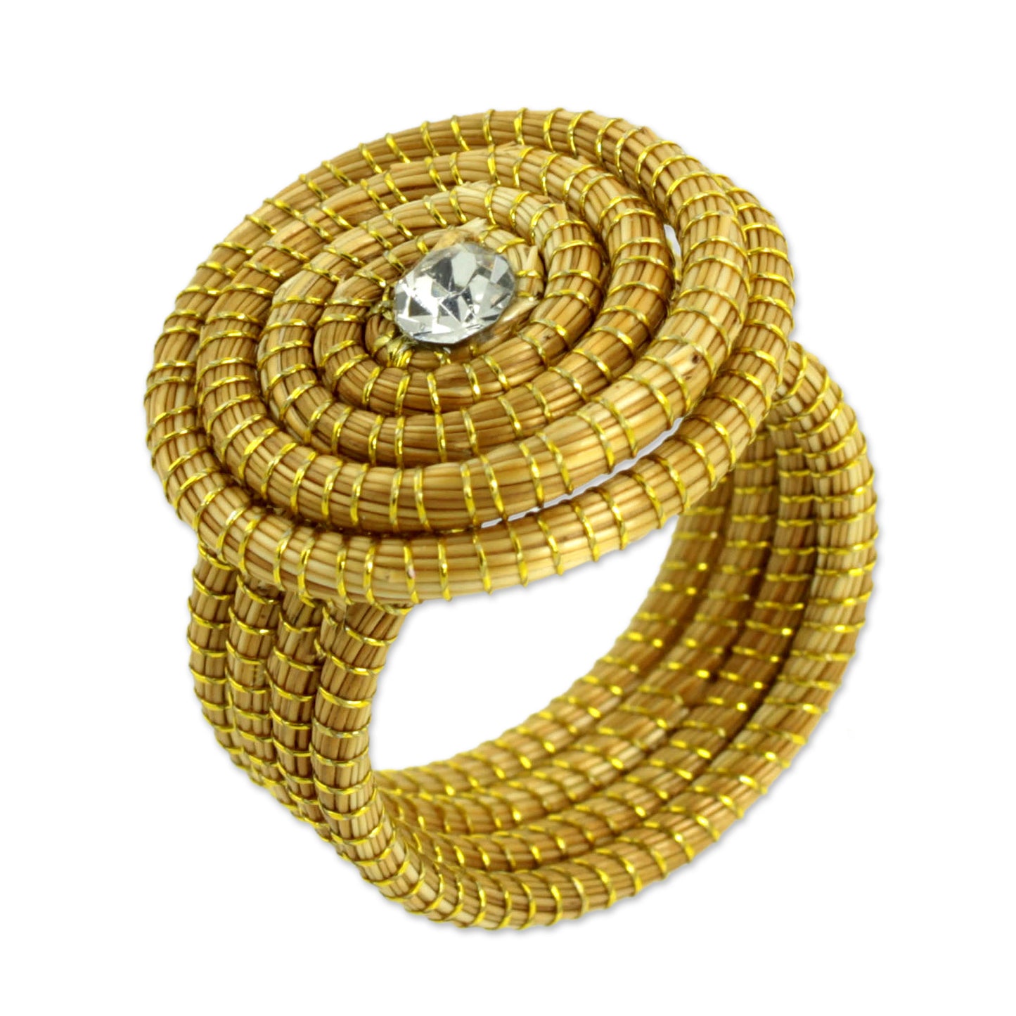 Jalapão Evolution Sparkling Golden Grass Cocktail Ring Crafted by Hand