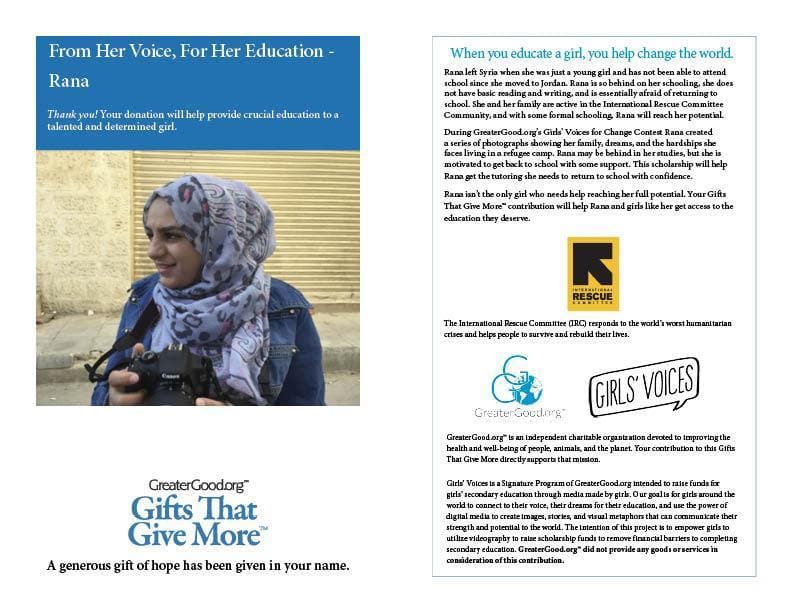 Donation - From Her Voice, For Her Education - Rana