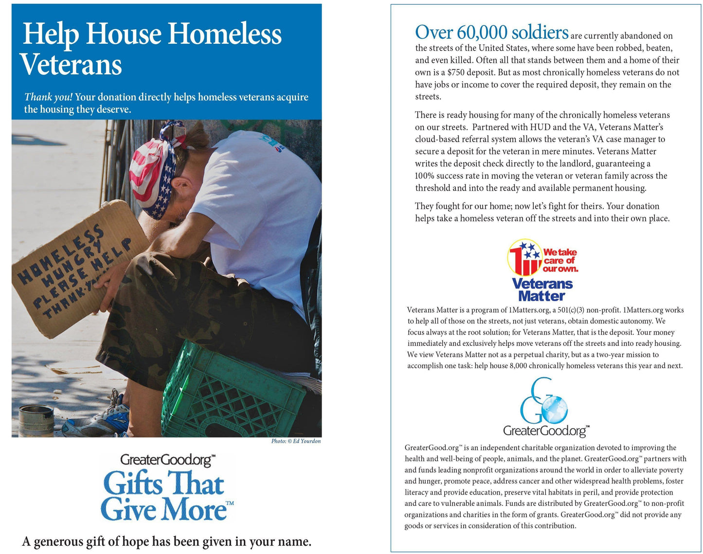 Donation - Help House Homeless Vets