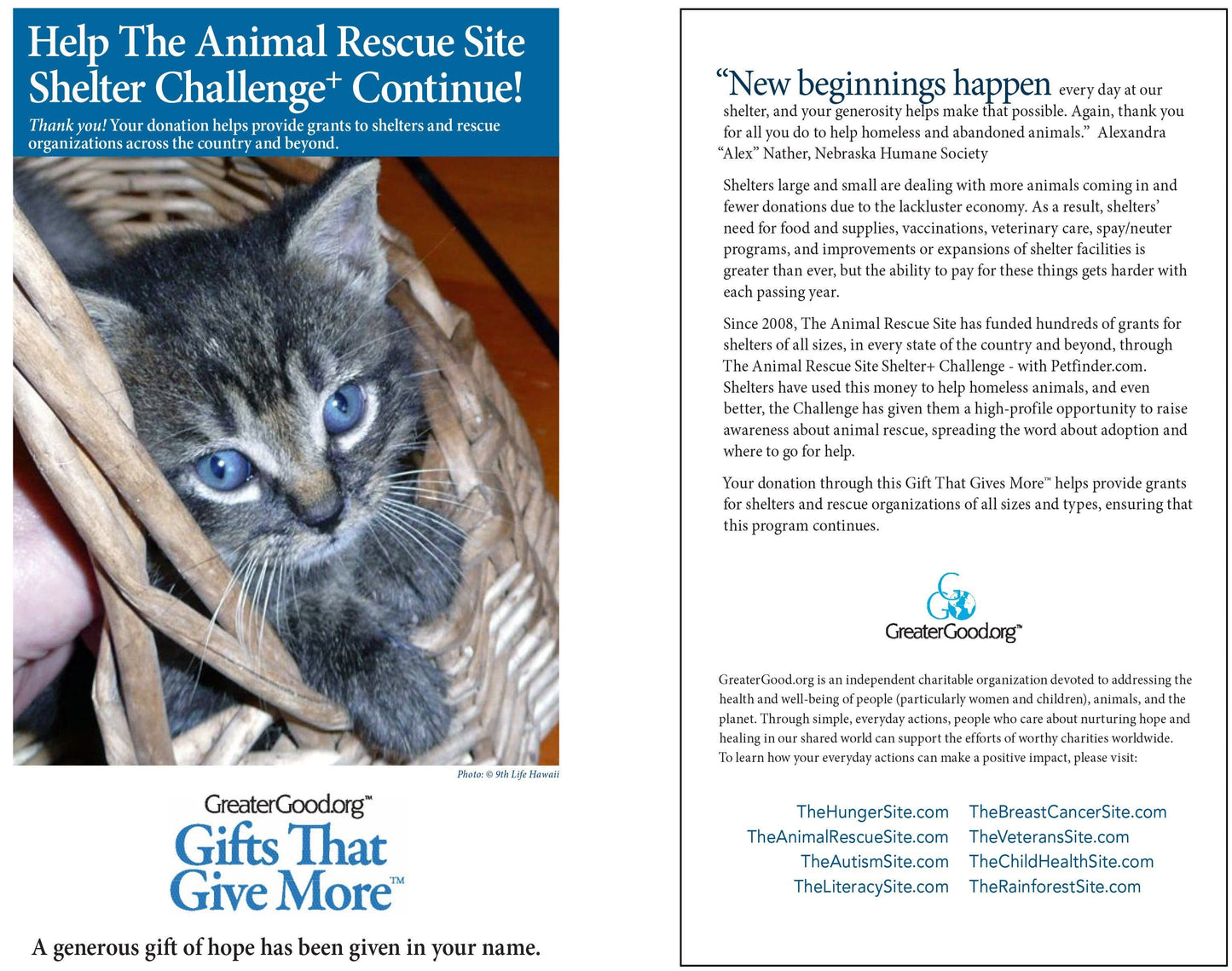 Donation - Help The Animal Rescue Site Shelter Challenge+ Continue!