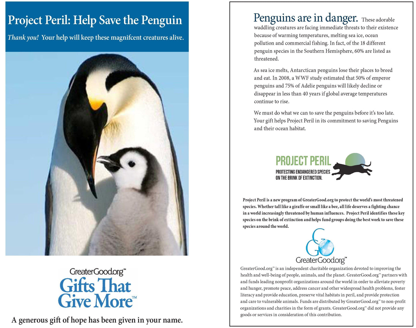 Donation - Project Peril: Help Save The Penguin