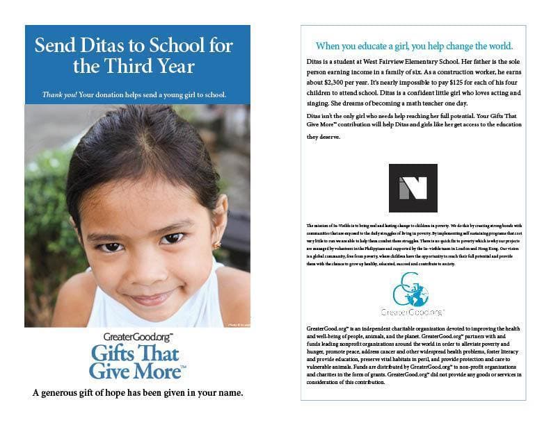 Donation - Send Ditas To School For The Third Year