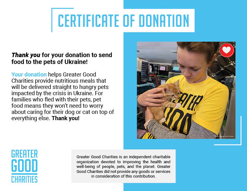 Ukraine Crisis: Feed Pets in Need - $10 Level